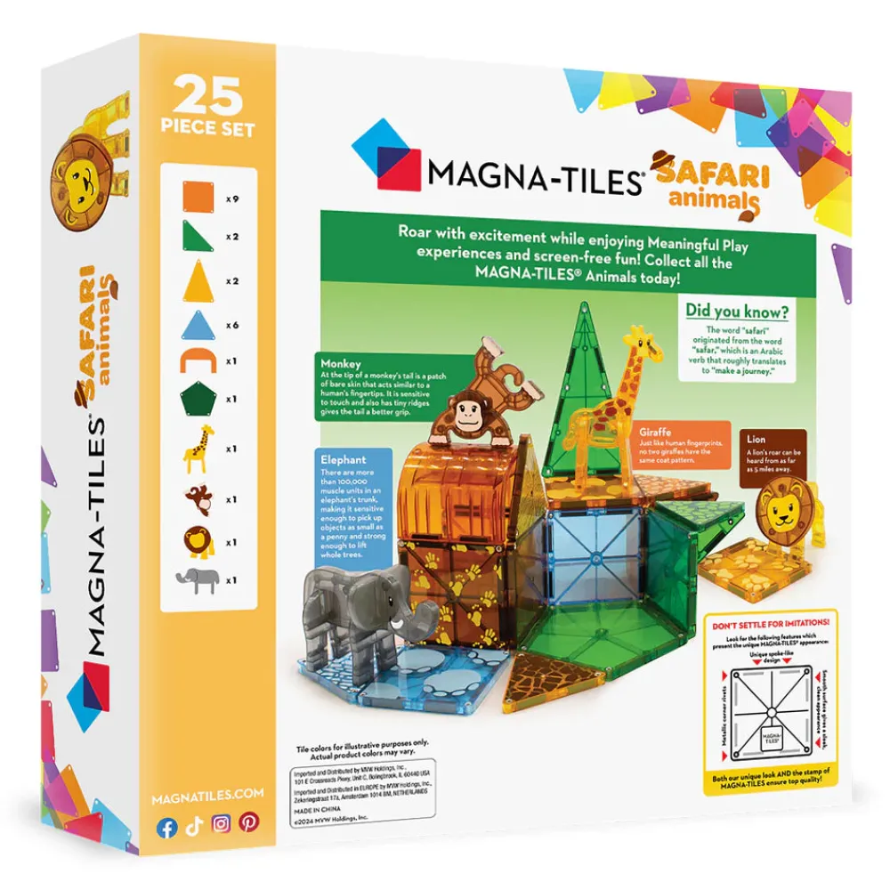 Magna Tiles Magna-T Safari Animals Set 25 piezas*Niños Construcciones Magnéticas