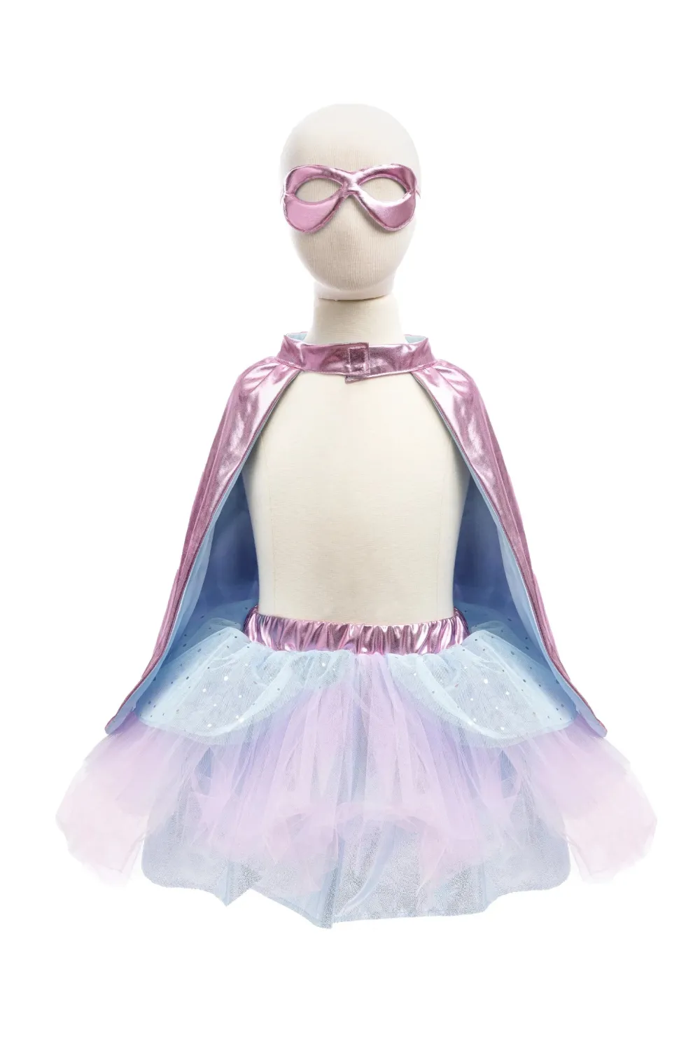Great Pretenders Metallic Pink/Light Blue Super Duper Tutú, capa y máscara · 4-6 años*Niños Disfraces Infantiles