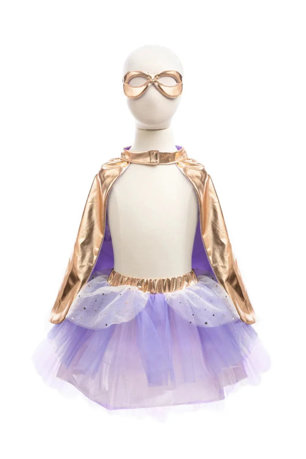 Great Pretenders Metallic Rose Gold/Lilac Super Duper Tutú, capa y máscara · 4-6 años*Niños Disfraces Infantiles