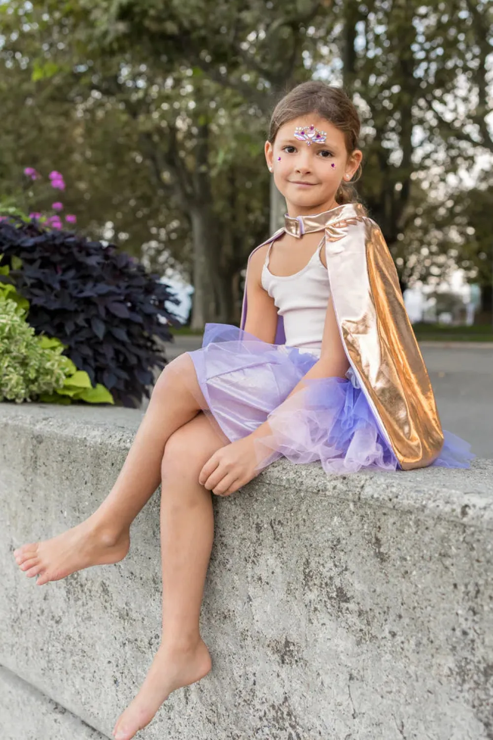 Great Pretenders Metallic Rose Gold/Lilac Super Duper Tutú, capa y máscara · 4-6 años*Niños Disfraces Infantiles