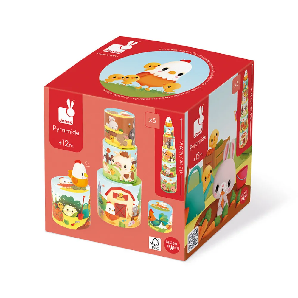 Janod Mi primera Pirámide Gallina ·*Niños Juguetes Waldorf|Juguetes Montessori