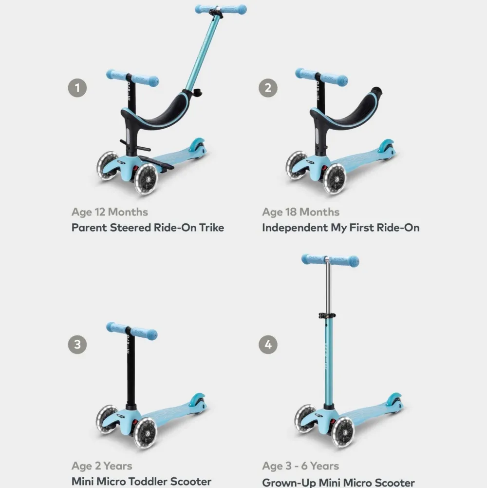 Micro 4 en 1 Deluxe LED Azul*Niños Patinetes De 3 Ruedas Infantiles|Patinetes Infantiles
