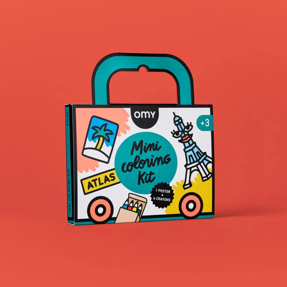 Omy Mini Pocket Atlas para colorear + 4 lápices ·*Niños Juegos De Viaje