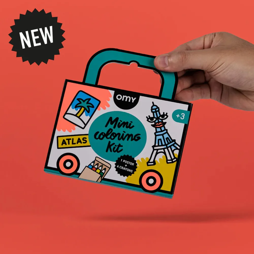 Omy Mini Pocket Atlas para colorear + 4 lápices ·*Niños Juegos De Viaje