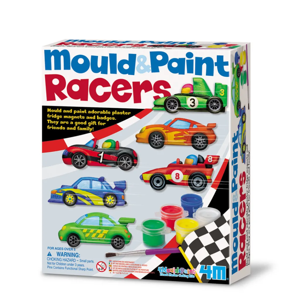 4M Moldea y Pinta Coches de Carreras ·*Niños Kit De Manualidades