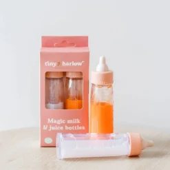Tiny Harlow Pack 2 Biberones mágicos de leche y zumo ·*Niños Accesorios Para Muñecas Bebé|Muñecos Bebés