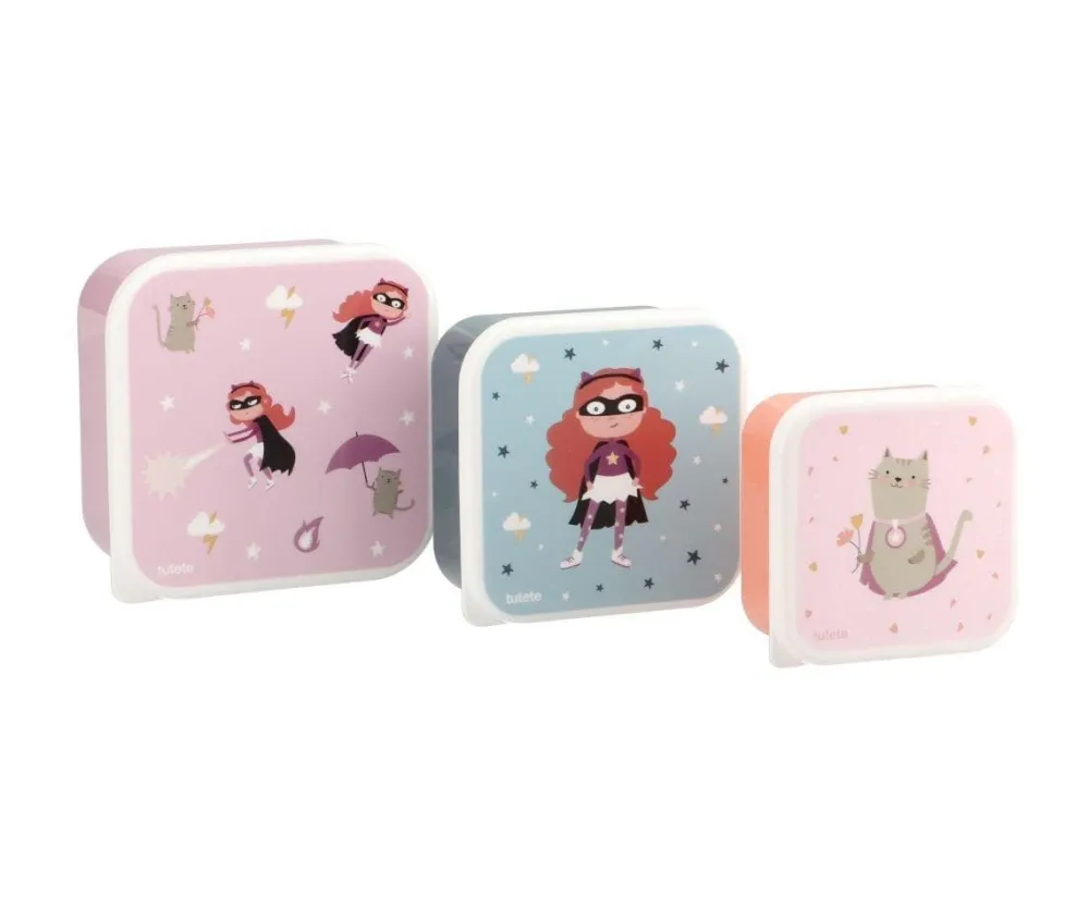 Tutete Pack 3 Cajas Almuerzo Fantastic Girl* Cajas De Almuerzo Infantil·Sin Compartimentos