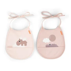 Done by Deer Pack de 2 baberos mini con bolsillo Happy clouds Powder ·* Baberos·Baberos Plastificados|Baberos Plastificados