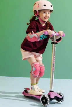 Micro Pack Rodilleras y coderas Rosas*Niños Cascos De Bici Para Niños Y Niñas|Patinetes Infantiles