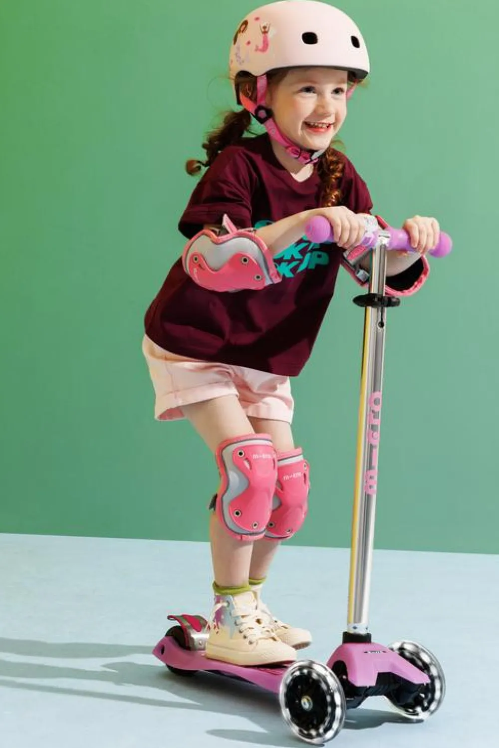 Micro Pack Rodilleras y coderas Rosas*Niños Cascos De Bici Para Niños Y Niñas|Patinetes Infantiles