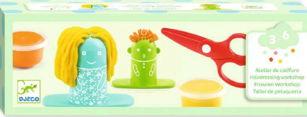 Djeco Pasta moldear · Taller de peluquería ·*Niños Plastilina De Colores|Kit De Manualidades