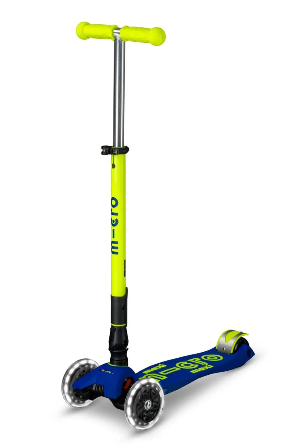 Micro Patinete Maxi Deluxe Plegable Neón LED · Azul/Amarillo*Niños Patinetes De 3 Ruedas Infantiles|Patinetes Infantiles