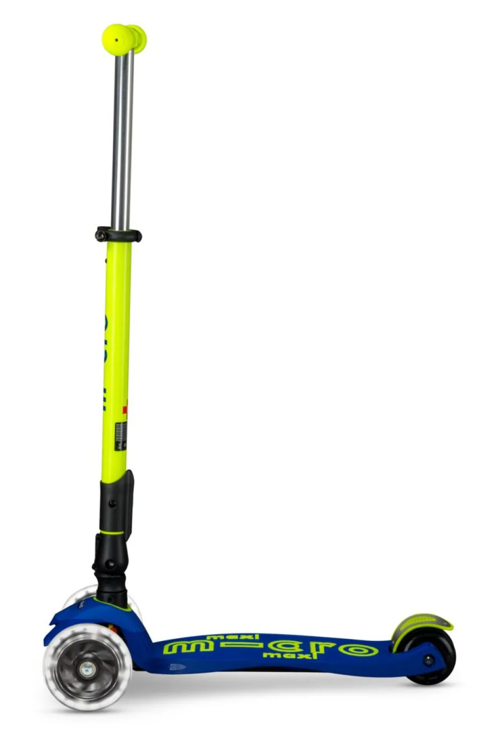 Micro Patinete Maxi Deluxe Plegable Neón LED · Azul/Amarillo*Niños Patinetes De 3 Ruedas Infantiles|Patinetes Infantiles