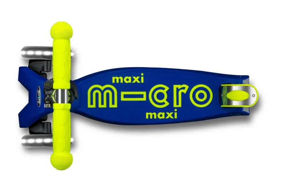 Micro Patinete Maxi Deluxe Plegable Neón LED · Azul/Amarillo*Niños Patinetes De 3 Ruedas Infantiles|Patinetes Infantiles