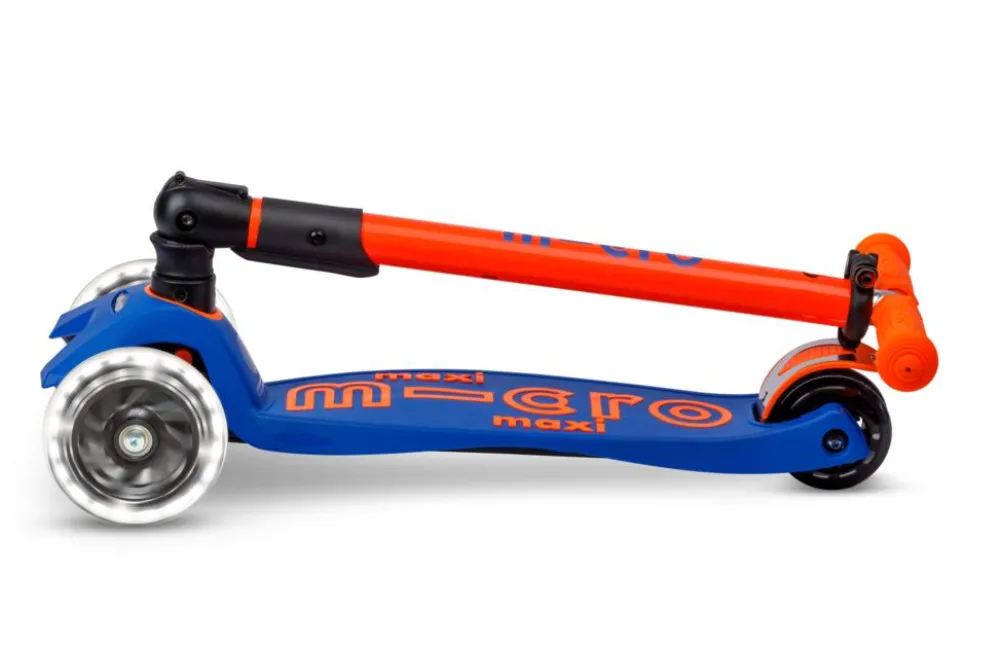 Micro Patinete Maxi Deluxe Plegable Neón LED · Azul/Naranja*Niños Patinetes De 3 Ruedas Infantiles|Patinetes Infantiles