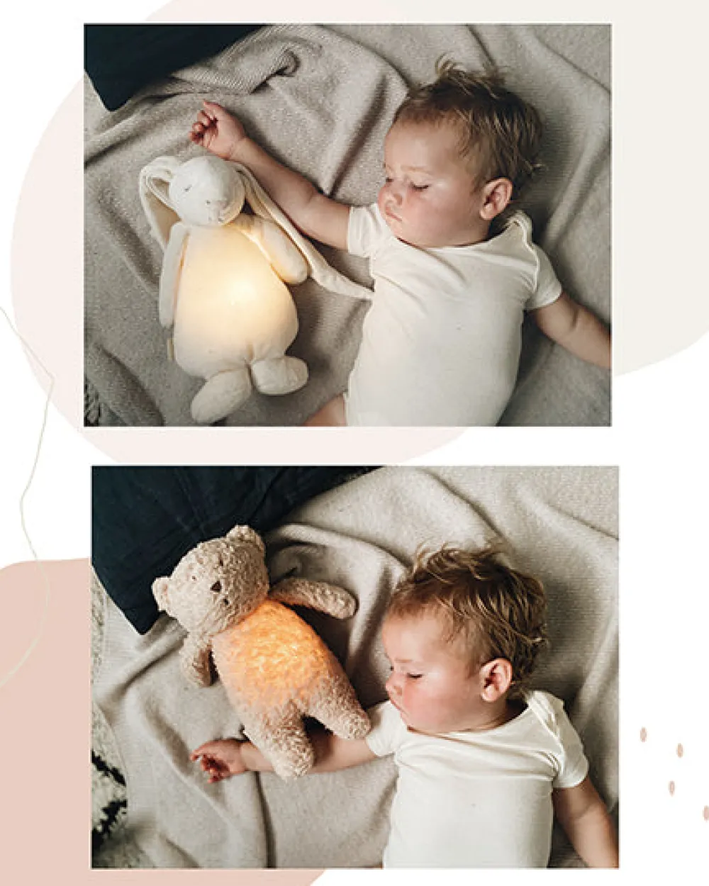 Moonie Peluche Luz-Sonido Conejo Powder*Niños Muñecos Blanditos|Peluches