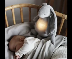 Moonie Peluche Luz-Sonido Conejo Gris/Rosa*Niños Muñecos Blanditos|Peluches