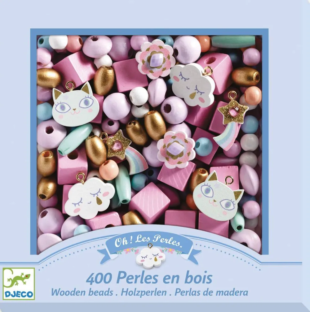 Djeco Perlas de Madera Arco Iris ·*Niños Kit De Manualidades|Juguetes Montessori