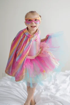 Great Pretenders Pink Super Duper Tutú, capa y máscara · 4-6 años*Niños Disfraces Infantiles