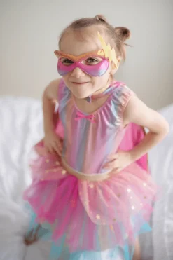 Great Pretenders Pink Super Duper Tutú, capa y máscara · 4-6 años*Niños Disfraces Infantiles