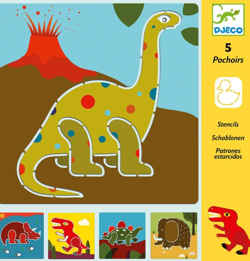 Djeco Plantillas Dinosaurios*Niños Kit De Manualidades|Juguetes Y Juegos Motricidad Fina