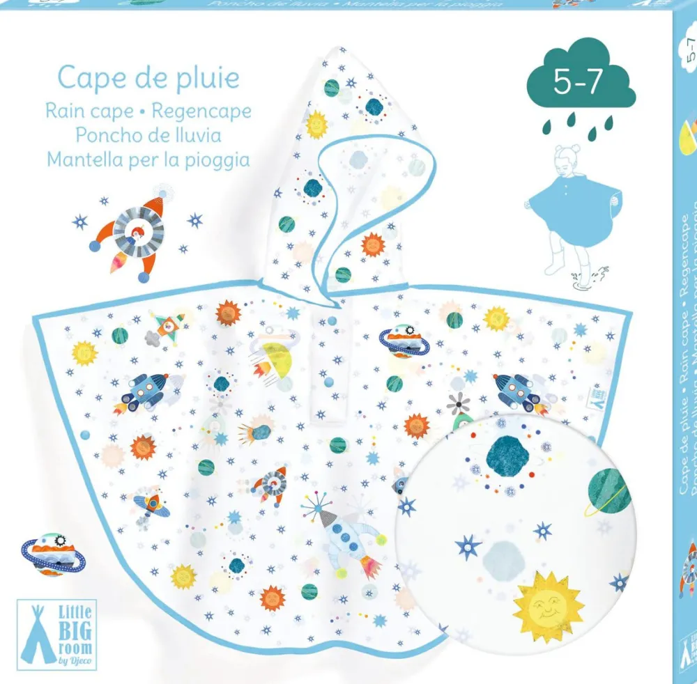 Djeco Poncho de Lluvia · Cohete S 110-122 cm*Niños Paraguas Infantiles|Ponchos De Lluvia