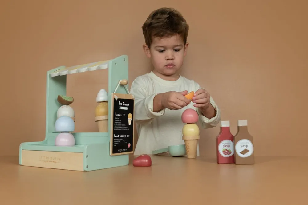 Little Dutch Puesto de helados de madera ·*Niños Cocinas De Madera Y Accesorios Juguete|Juguetes Waldorf