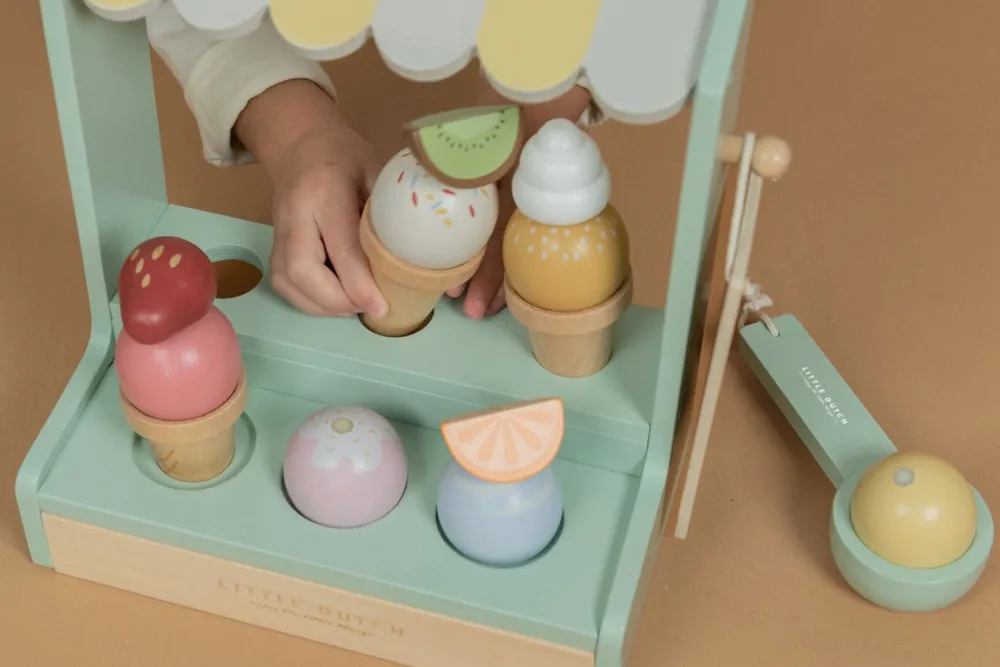 Little Dutch Puesto de helados de madera ·*Niños Cocinas De Madera Y Accesorios Juguete|Juguetes Waldorf