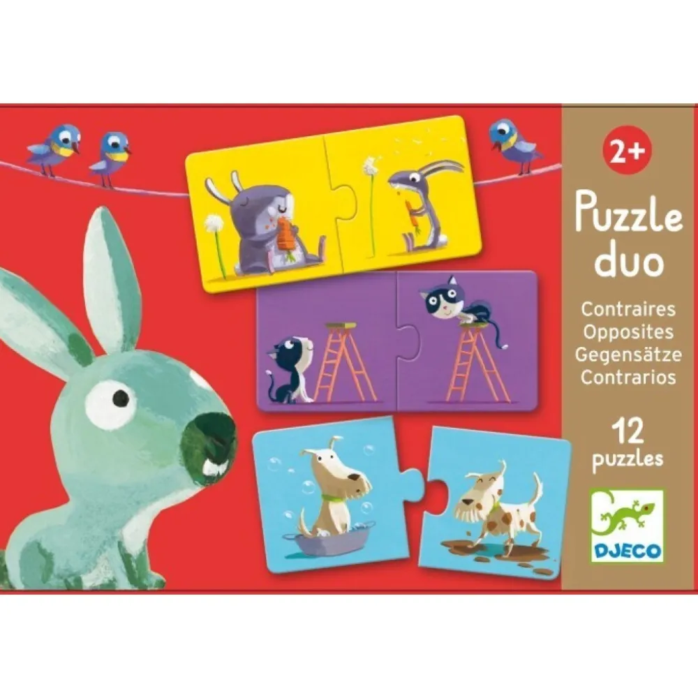 Djeco Puzzle dúo Contrarios 24 piezas ·*Niños Puzzles Djeco|Puzzles De Animales