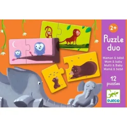 Djeco Puzzle dúo Mama y bebé 24 piezas ·*Niños Puzzles Djeco|Puzzles De Animales