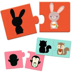 Djeco Puzzle dúo Sombras 12 piezas ·*Niños Puzzles Djeco|Puzzles De Animales