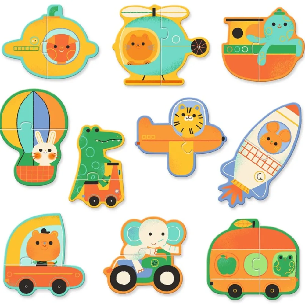 Djeco Puzzle dúo Vehiculos 20 piezas ·*Niños Puzzles Djeco|Puzzles De Animales