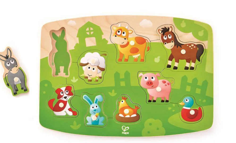 Hape Puzzle Encajable Granja ·*Niños Puzzles Hape|Puzzles De Animales