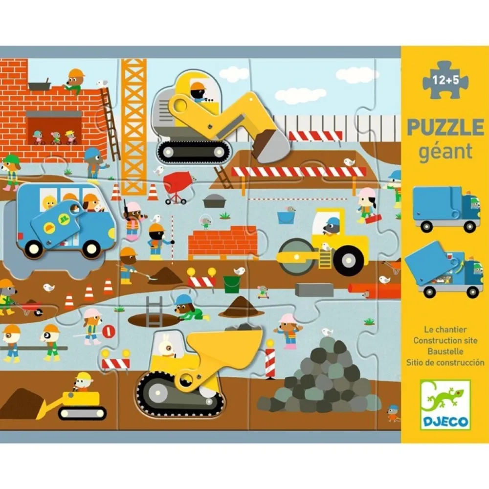 Djeco Puzzle Gigante Sitio de Construcción ·*Niños Puzzles 36 Piezas|Puzzles Djeco