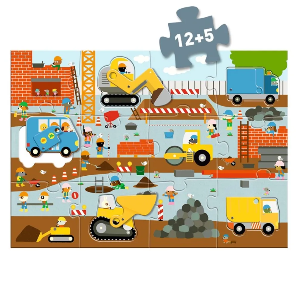 Djeco Puzzle Gigante Sitio de Construcción ·*Niños Puzzles 36 Piezas|Puzzles Djeco