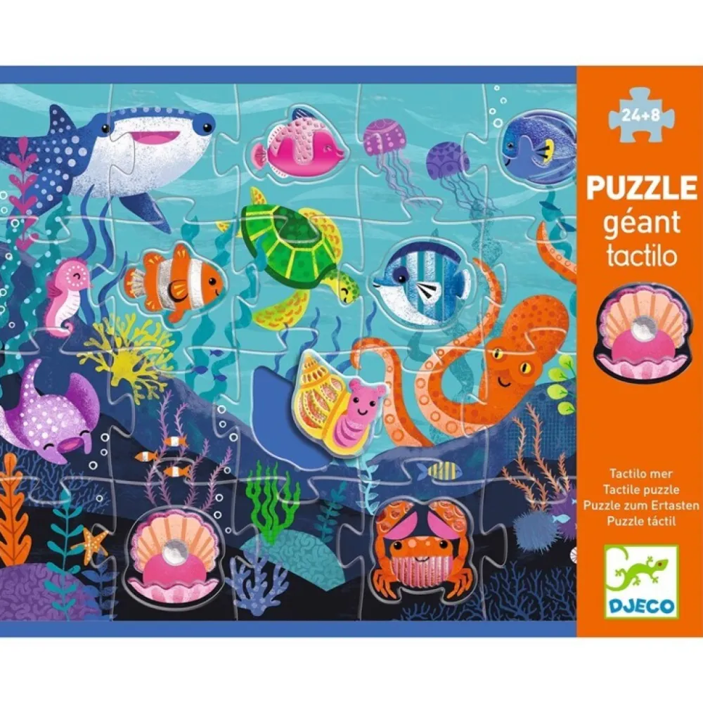 Djeco Puzzle Gigante Tactilo Mar ·*Niños Puzzles 24 Piezas|Puzzles Djeco