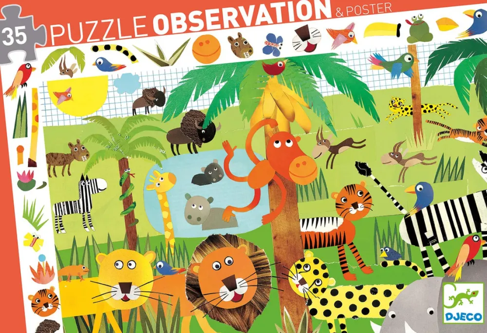 Djeco Puzzle Observación La Jungla ·*Niños Puzzles 36 Piezas|Puzzles Djeco