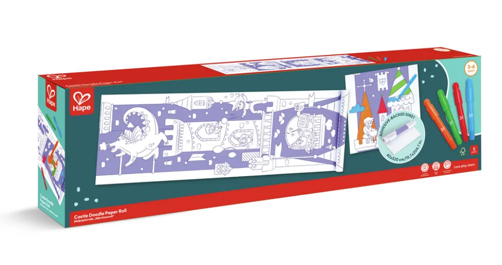 Hape Rollo de papel para garabatos de Castillos ·*Niños Kit De Manualidades|Juguetes De Toda La Vida