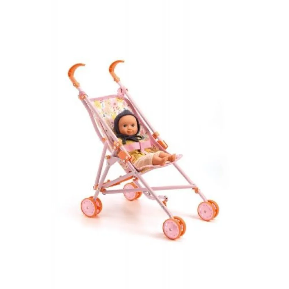 Djeco Silla de Paseo Flowers 54 cm. Pomea ·*Niños Accesorios Para Muñecas Bebé|Muñecos Bebés