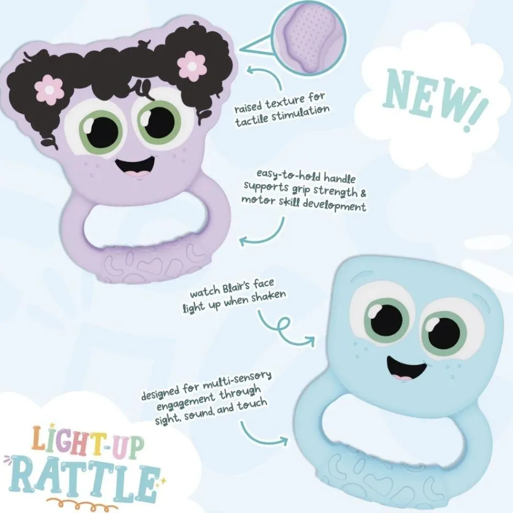 Glo Pals Sonajero / Mordedor GloPals · BLAIR Azul*Niños Mordedores|Glo Pals - Cubos De Luz Para El Baño