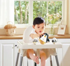Hape Sonajeros Tentetieso Penguin Family ·*Niños Juguetes De Madera Para Niños|Juguetes De Estimulación Para Bebé