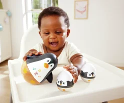 Hape Sonajeros Tentetieso Penguin Family ·*Niños Juguetes De Madera Para Niños|Juguetes De Estimulación Para Bebé