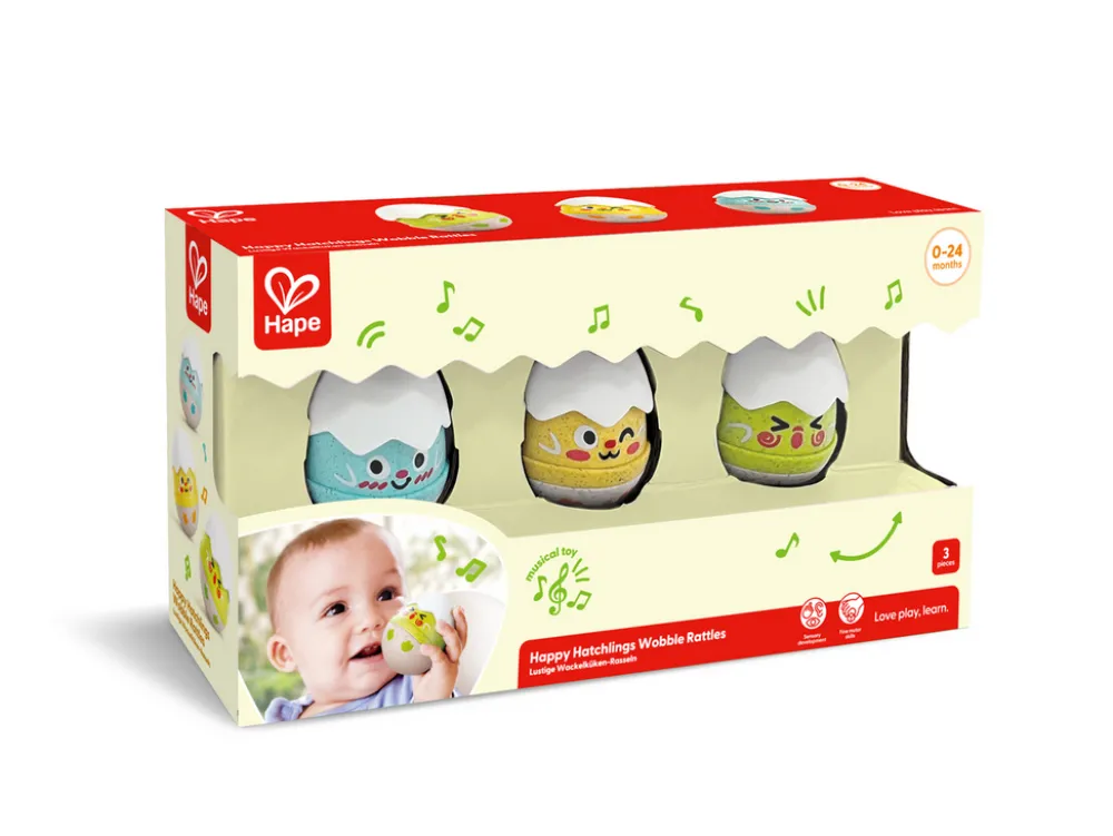 Hape Sonajeros Tentetieso Polluelos ·*Niños Juguetes De Madera Para Niños|Juguetes De Estimulación Para Bebé