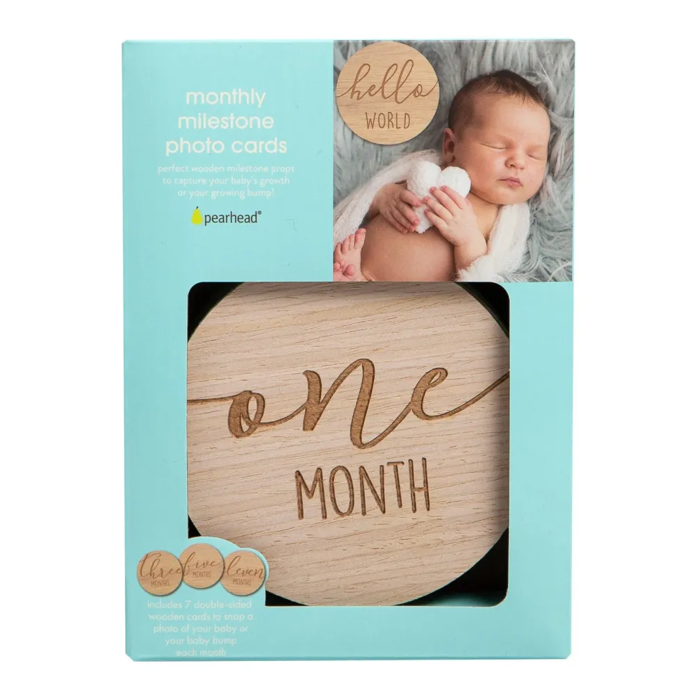 Pearhead Tarjetas Milestone Madera ·*Niños Juegos De Viaje