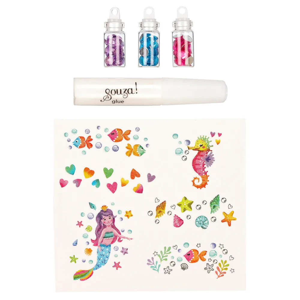 Souza Tatuaje temporal Sirena ·*Niños Maletín De Maquillaje Para Niñas Y Niños|Disfraces Infantiles