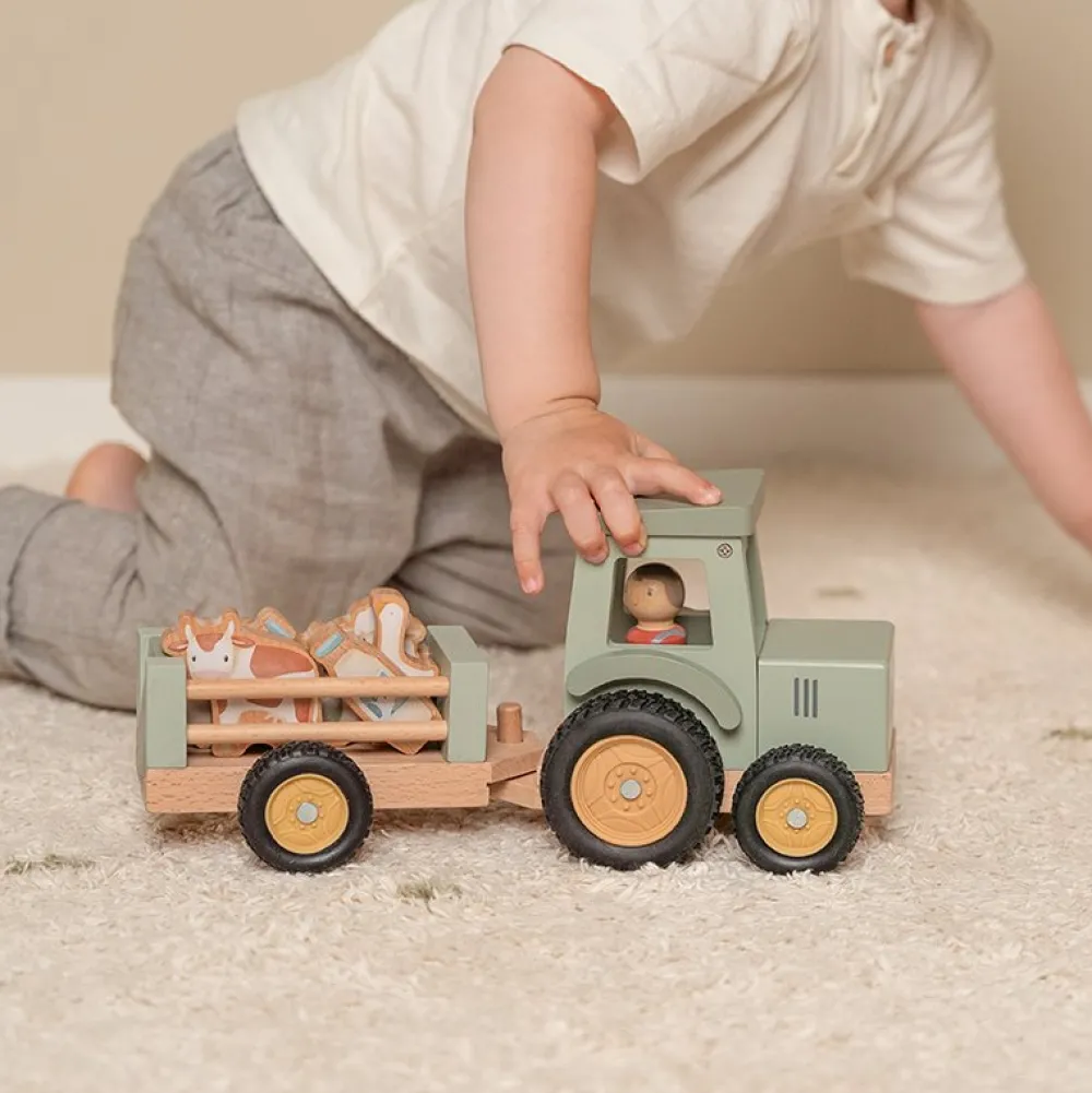 Little Dutch Tractor con trailer Little Farm ·*Niños Juguetes De Madera Para Niños