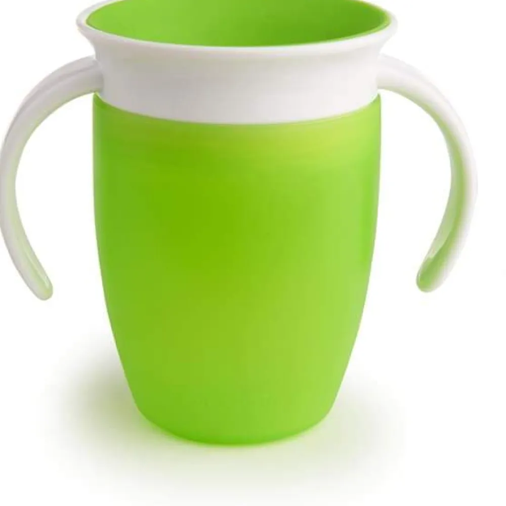Munchkin Vaso Antiderrame con Asa Miracle 360º Verde Pastel ·* Vasitos De Agua Infantiles