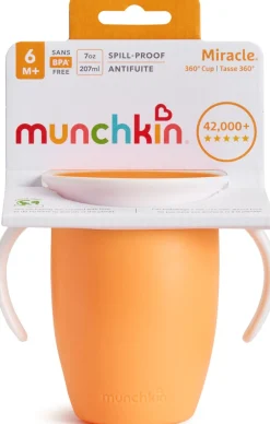 Munchkin Vaso Antiderrame con Asa Miracle 360º Mandarina ·* Vasitos De Agua Infantiles