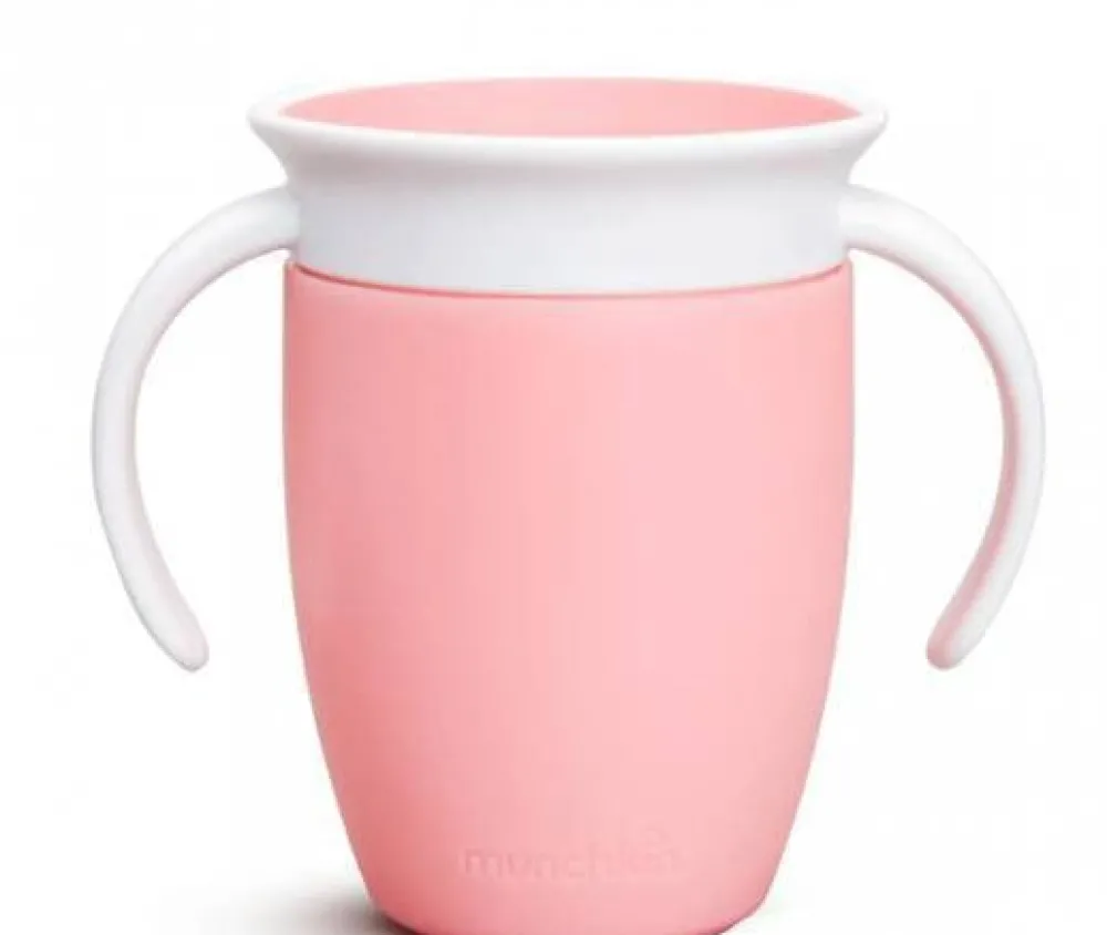 Munchkin Vaso Antiderrame con Asa Miracle 360º Rosa pastel ·* Vasitos De Agua Infantiles