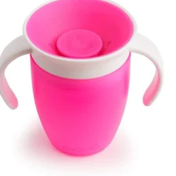Munchkin Vaso Antiderrame con Asa Miracle 360º Rosa pastel ·* Vasitos De Agua Infantiles